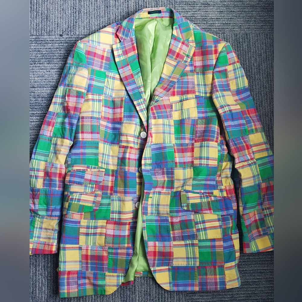 Vintage LILLY PULITZER Madras Plaid Blazer  size 44 L